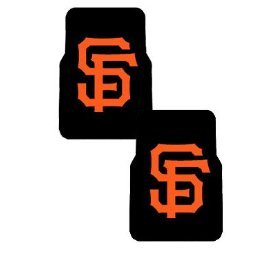 A Set of 2 MLB Major League Baseball Licensed Universal-Fit Molded Front Rubber Floor Mats - San Francisco Giants