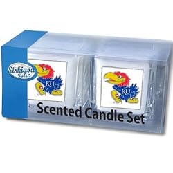 Kansas Jayhawks 2 pack of 2"x2" Candle Sets - NCAA College Athletics Fan Shop Sports Team Merchandise
