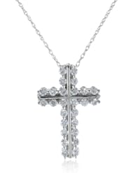 10k White Gold Diamond Cross Pendant Necklace (1/2 cttw, I-J Color, I2-I3 Clarity), 18"