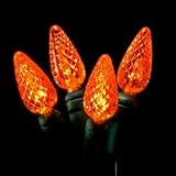 String of 70 Forever Bright C6 LED Energy Saving Orange Indoor/Outdoor Halloween Lights