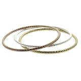 3 Sterling Silver, 24k Gold vermeil, Rose Gold Bangle Set