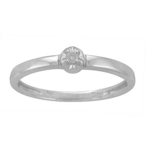 10k White Gold Diamond Solitaire Promise Ring (.03 ct, I-J Color, I2-I3 Clarity), Size 8