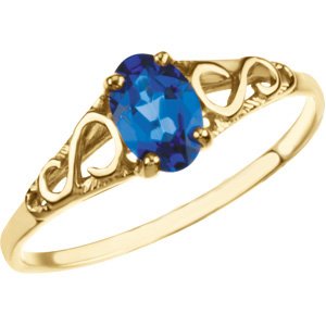 September 14K Yellow Gold Teen Imitation Birthstone Ring