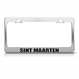 31voDf5sT7L. SL160  Sint Maarten Chrome Country Metal License Plate Frame Tag Holder