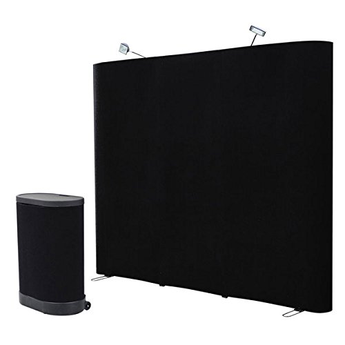 8 FT Black Straight Pop up Display Trade Show Booth Spotlight Podium Case Counter Exhibition 