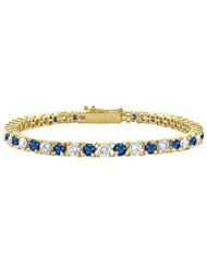 Sapphire and Diamond Tennis Bracelet 14K Yellow Gold 3.00 CT TGW