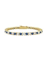 Sapphire and Diamond Tennis Bracelet 18K Yellow Gold 3.00 CT TGW