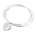 Sterling Silver 3 Tube Bangles w/ Heart Charm Bracelet 8.5