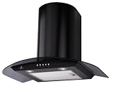 Premier Range Truly Curved 70cm Black Glass Cooker Hood H77.7B