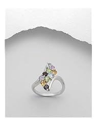 Gem Stones Ring In 92.5 Sterling Silver