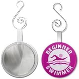 Creative Clam Pink Beginner Swimmer Pool Safety Alert 2.25 Inch Glass Mirror Backed Ornament