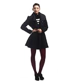 Apparel & Daily Wear Fashion Long Wool Coat Empire Waist Double-breasted Coat Thicken Coat Women - Black - Size Medium