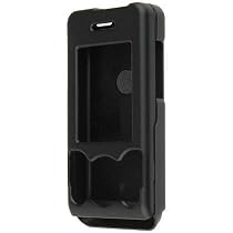 PCMICROSTORE Brand Sony Ericsson W580 W580i S500 Black Rubberize Snap-On Case Cover with Removable Swivel Belt Clip