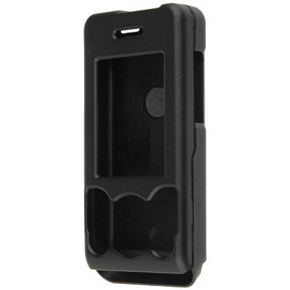 PCMICROSTORE Brand Sony Ericsson W580 W580i S500 Black Rubberize Snap-On Case Cover with Removable Swivel Belt Clip