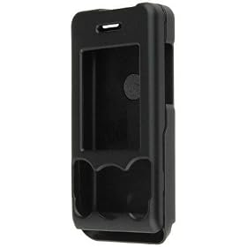 PCMICROSTORE Brand Sony Ericsson W580 W580i S500 Black Rubberize Snap-On Case Cover with Removable Swivel Belt Clip