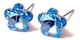 31vpCthLVgL. SL160  Delicate 10mm Multi faceted Sparkling Blue Swarovski Crystal Flower Stud Earrings