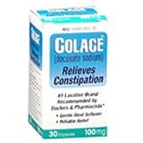 Colace docuste sodium 100 mg stool softener laxative capsules   30 ea