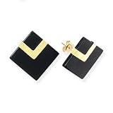14k Gold & Black Onyx Square Post Earrings