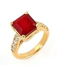 PassionGems 6.3 ct natural ruby & diamond ring 14k gold - Size 6