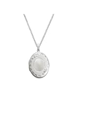 Sterling Silver Hand Engraved Oval Locket Necklace, 20"
