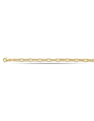 14K Yellow Gold Hammered Oval Link Chain Anklet (10 Inches)