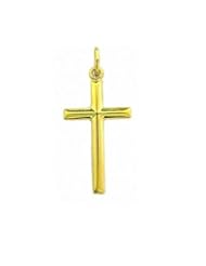 14K Real Yellow Gold Baby Cross Pendant Charm Shiny