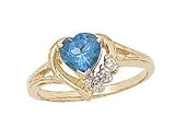 Heart-shaped Blue Topaz & Diamond Heart Ring