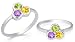 Round Cut Amethyst Citrine Peridot Three Stone Ring Sterling Silver