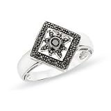 1/7 Carat Black Diamond Sterling Silver Ring