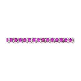 Sterling Silver Created Pink Sapphire and Diamond Bracelet by A Great Jewelry Co.