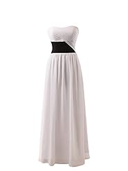 Strapless Chiffon Gathered Ruched Lace Sleeveless Natural   Waistline Full Length Evening Dress/Bridesmaid Dress/Prom Dress 