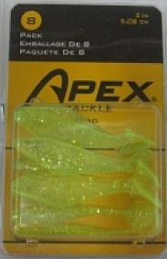 Apex 2″ Bright Chart Crappie/Panfish Soft Shad – 8 pack!