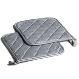 Square Silicone Pot Holders, Potholders, Heat-resistant to 250°, Gray Color, 7½ x 7½ Inches - Set of 2