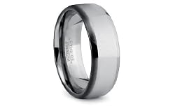 Tungsten Carbide Ring High Polish with Beveled Black edges 8mm
