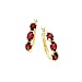 14k Gold & Garnet 3 Oval Stone Hoop Earrings