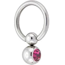 4m-6m Pink Fuschia Gem BCR Belly Button Ring