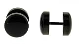 Black Stainless Steel Fake Plug - Black Face on Both Sides - 6mm head - 16G wire - Sold as a Pair
