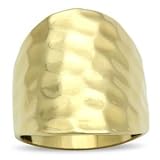 DOME STYLE RING - Gold Tone Hammer Surface Modern Ring