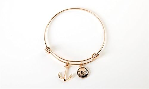 Thoughts to Share Anchor Hope Expandable Stackable Bracelet Rose Gold Tone