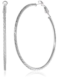 Sterling Silver Starburst Diamond Cut Hoop Earrings
