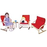 Comfort Chairs, Double Seat and Table - 4pc-Red