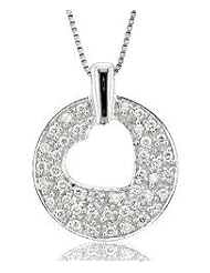 14k White Gold Heart Diamond Pendant Necklace (GH, I1-I2, 0.25 carat) [Jewelry]