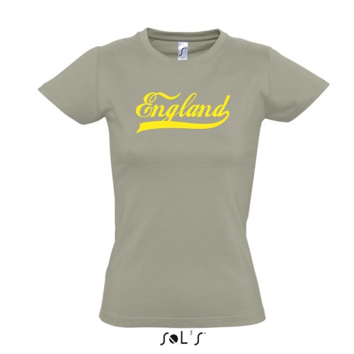 Damen T-Shirt – England Oldschool LÄNDERSHIRT EM / WM FAN Trikot S-XXL , Khaki – gelb , S