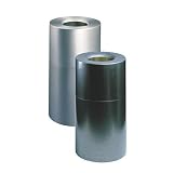 Atrium Open Top Waste Receptacle, 35 Gallon, Satin Aluminum finish, round, 18 d RUB9079SAL