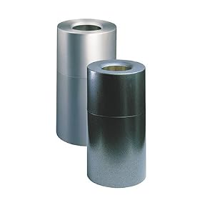Atrium Open Top Waste Receptacle, 35 Gallon, Satin Aluminum finish, round, 18 d RUB9079SAL by Rubbermaid