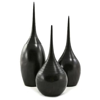 Fair Trade Handmade Black Wooden Decorative Storage Jars - set of 3