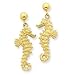 14k Large Seahorse Dangle Post Earrings title=