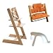 Stokke Tripp Trapp High Chair, Cushion, and Baby Rail - Natural with Orange Corduroy Cushion
