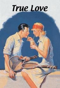 30 x 20 Stretched Canvas Poster True Love: Sharing a Milkshake After Tennis