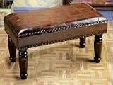 Italian Leather Ottomans Bench